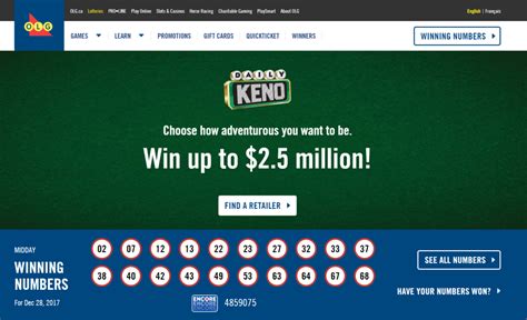 ontario keno winning numbers